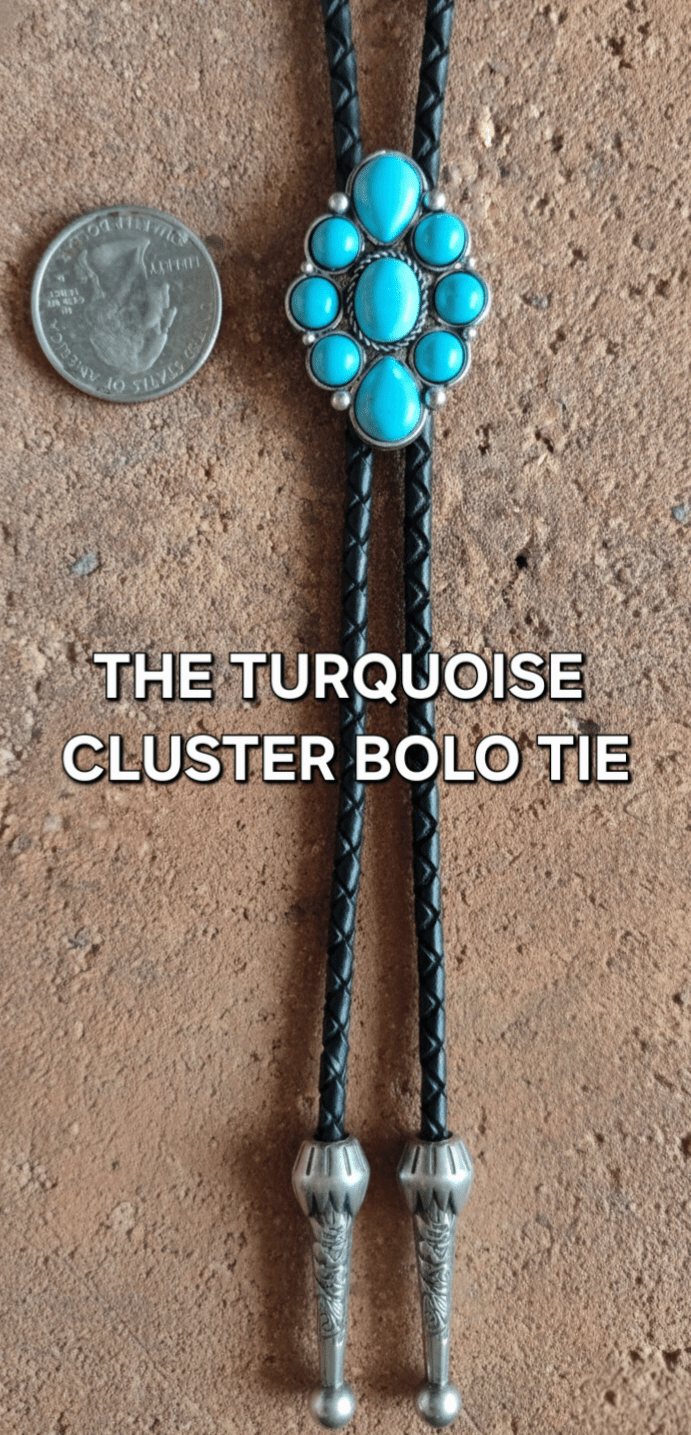 THE TURQUOISE CLUSTER BOLO TIE ~ ELEVATE YOUR LOOK - MIKE'S CUSTOM BOLOS