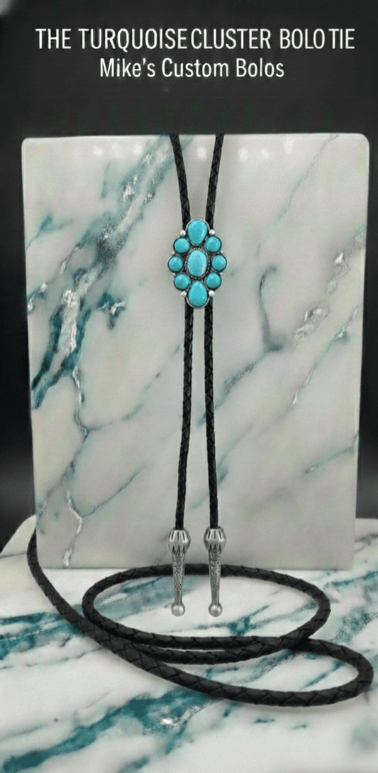 THE TURQUOISE CLUSTER BOLO TIE ~ ELEVATE YOUR LOOK - MIKE'S CUSTOM BOLOS