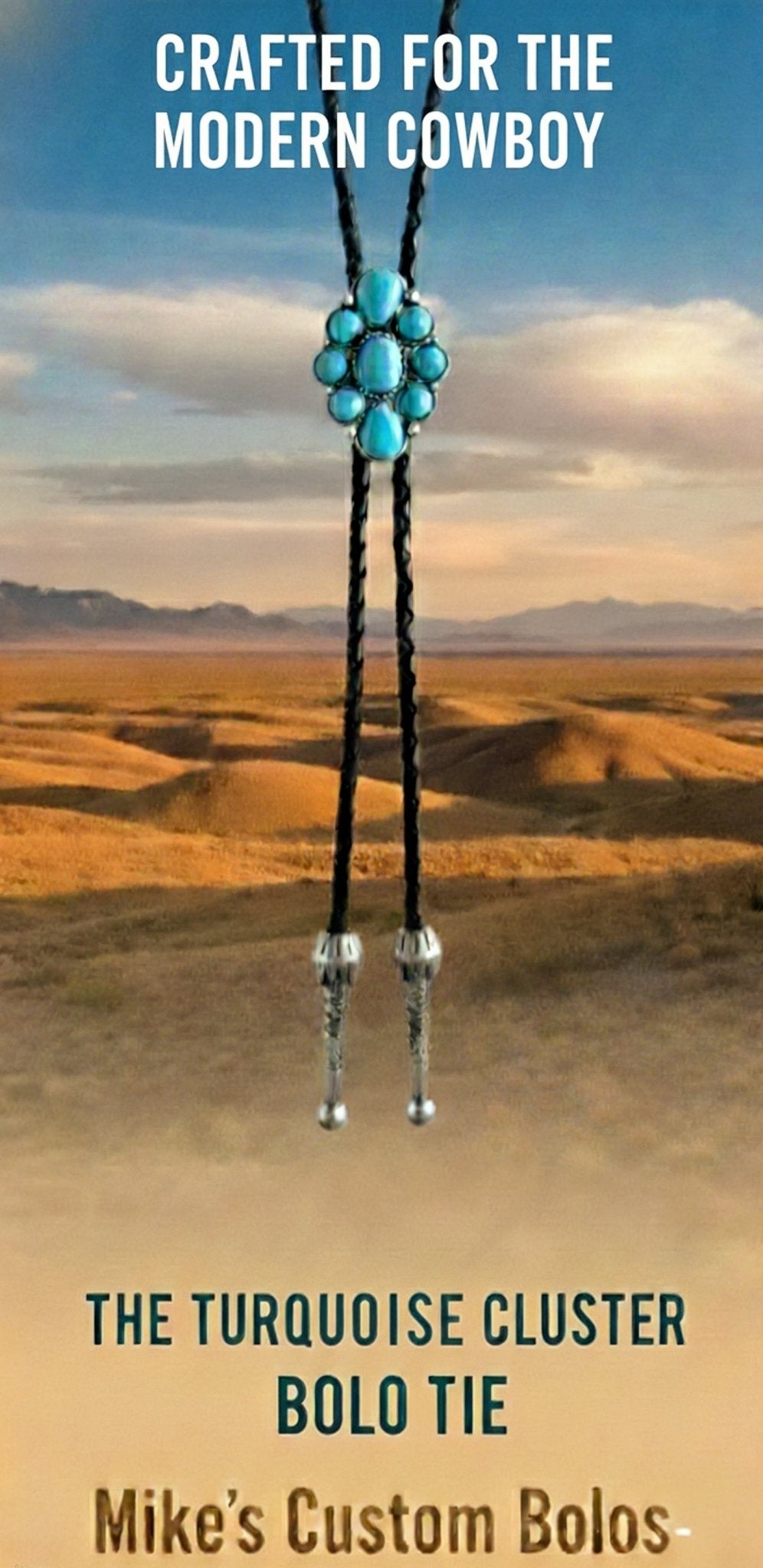 THE TURQUOISE CLUSTER BOLO TIE ~ ELEVATE YOUR LOOK - MIKE'S CUSTOM BOLOS