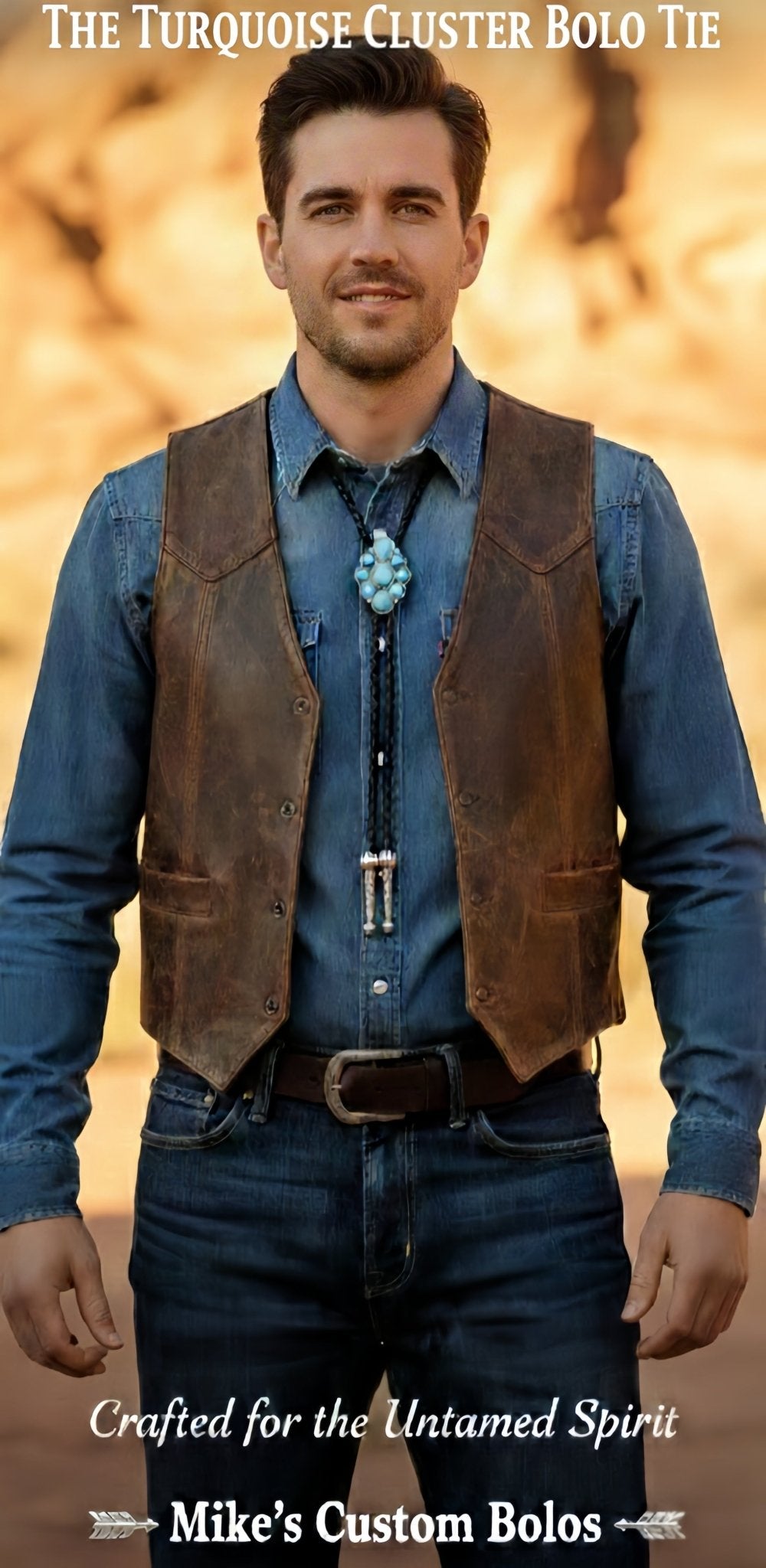 THE TURQUOISE CLUSTER BOLO TIE ~ ELEVATE YOUR LOOK - MIKE'S CUSTOM BOLOS