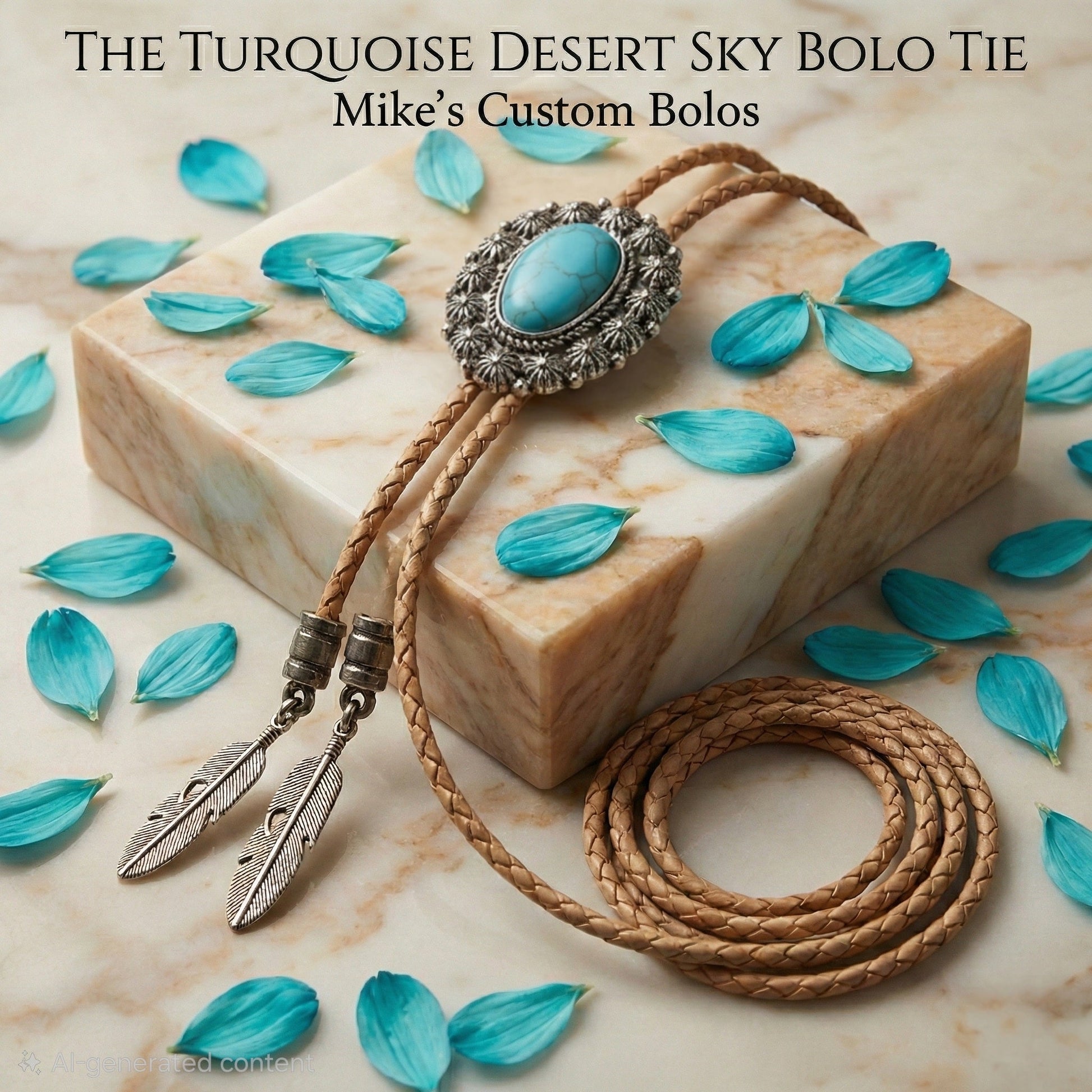 THE TURQUOISE DESERT SKY BOLO TIE - MIKE'S CUSTOM BOLOS
