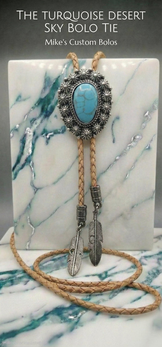 THE TURQUOISE DESERT SKY BOLO TIE - MIKE'S CUSTOM BOLOS