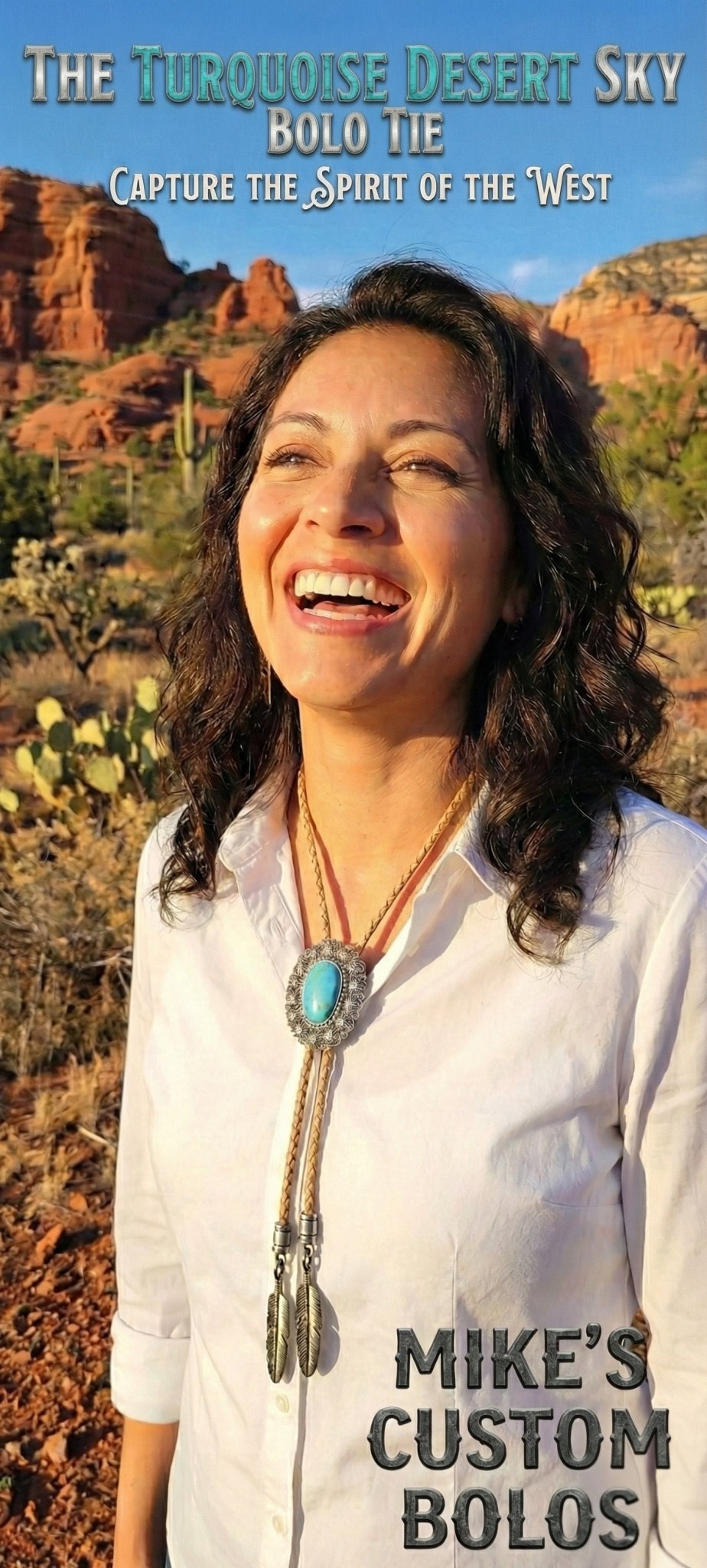 THE TURQUOISE DESERT SKY BOLO TIE - MIKE'S CUSTOM BOLOS