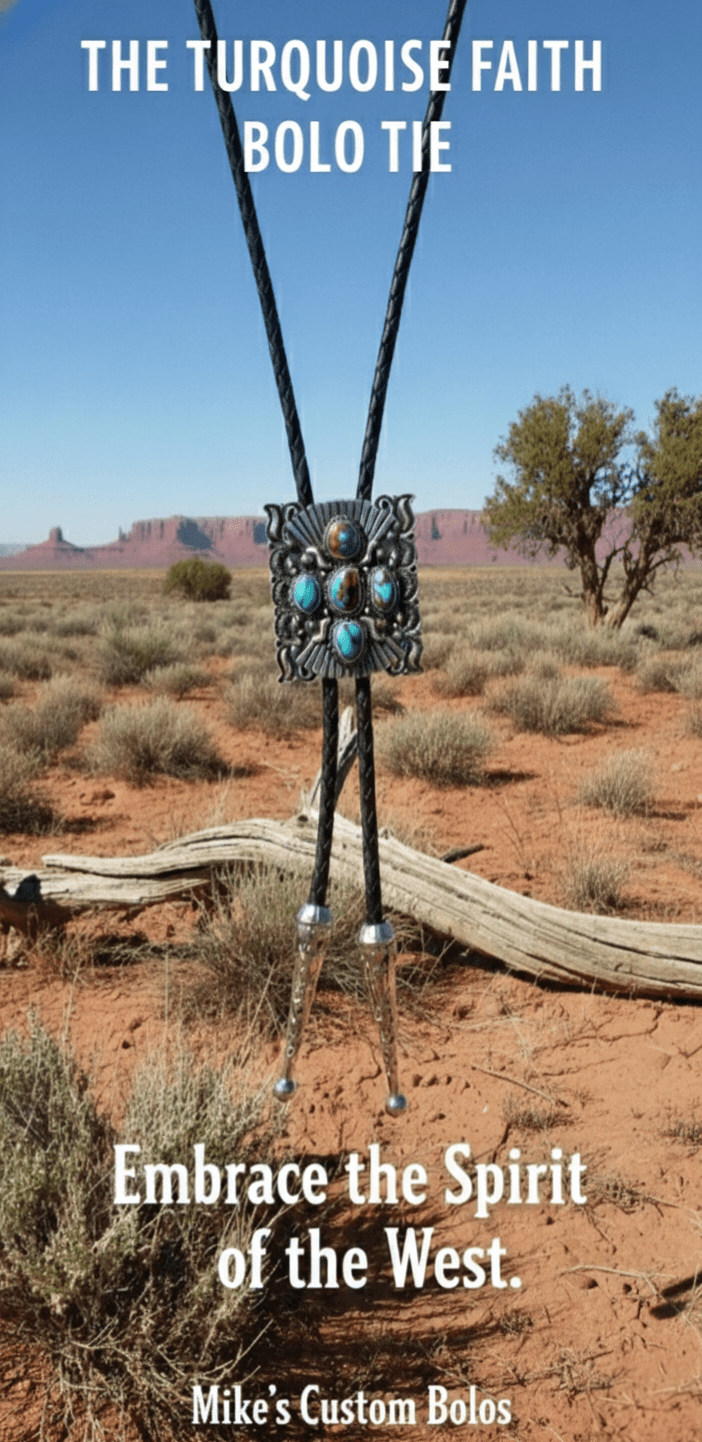 THE TURQUOISE FAITH BOLO TIE - MIKE'S CUSTOM BOLOS