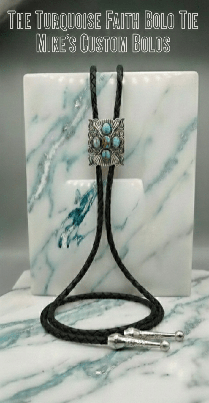 THE TURQUOISE FAITH BOLO TIE - MIKE'S CUSTOM BOLOS