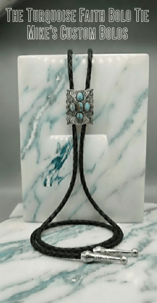 THE TURQUOISE FAITH BOLO TIE - MIKE'S CUSTOM BOLOS