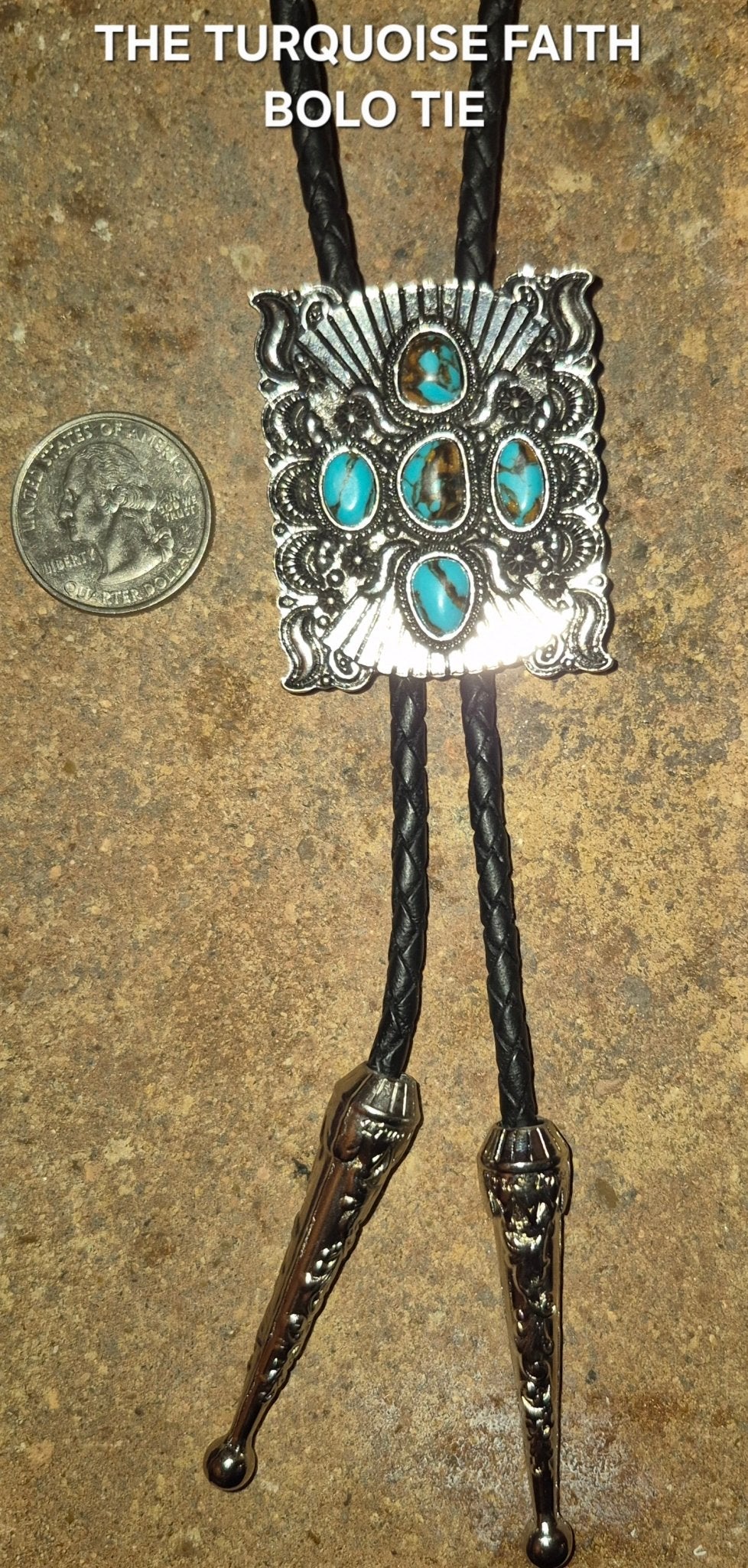 THE TURQUOISE FAITH BOLO TIE - MIKE'S CUSTOM BOLOS