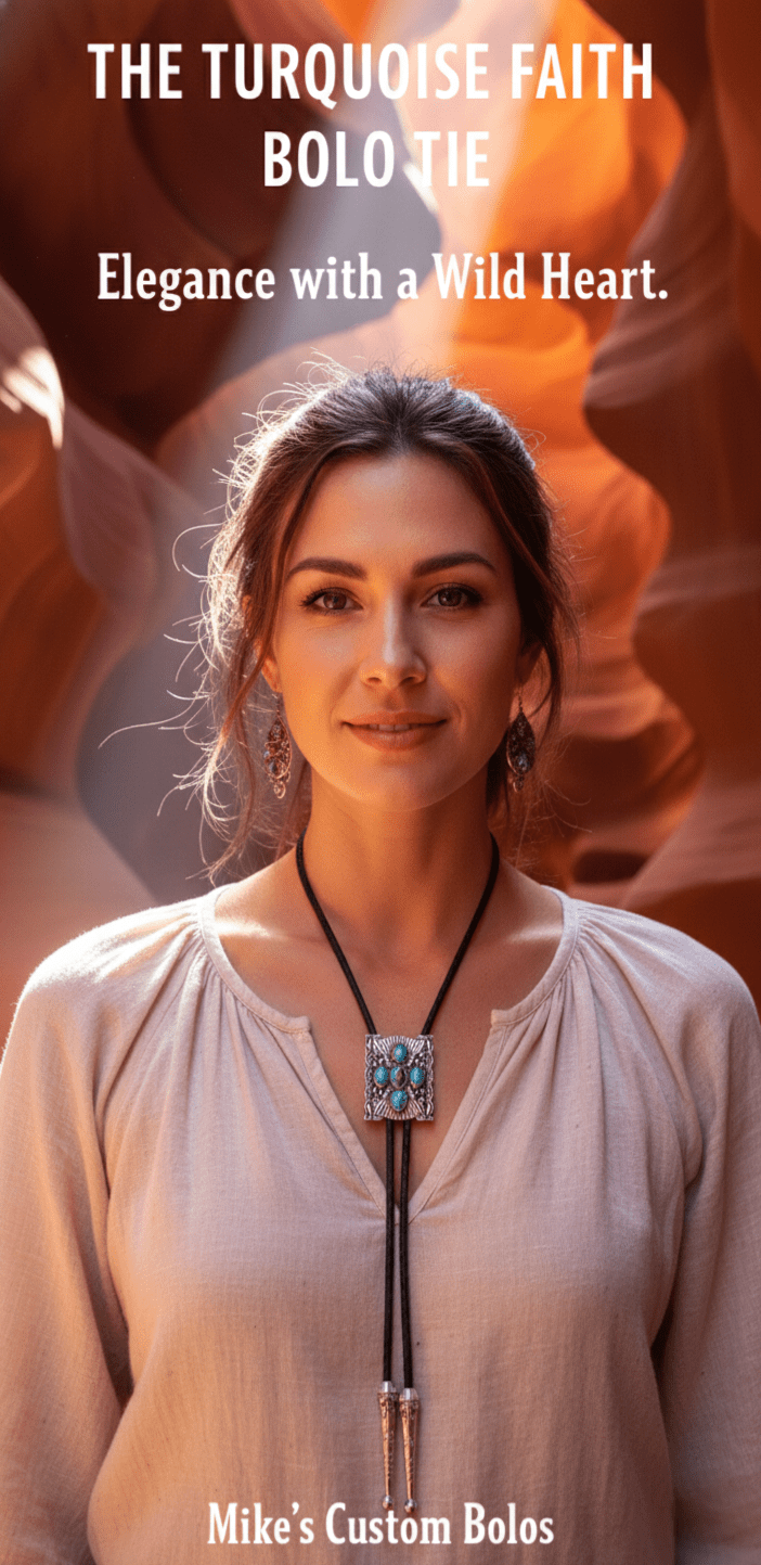 THE TURQUOISE FAITH BOLO TIE - MIKE'S CUSTOM BOLOS
