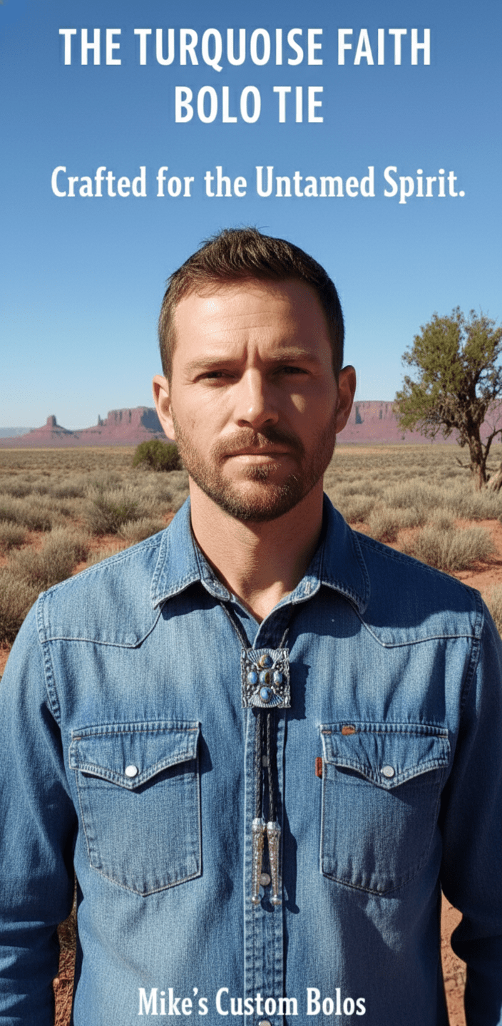 THE TURQUOISE FAITH BOLO TIE - MIKE'S CUSTOM BOLOS