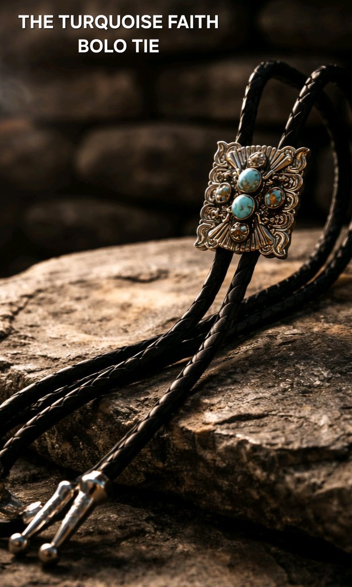 THE TURQUOISE FAITH BOLO TIE ~ THE SPIRIT OF THE WEST - MIKE'S CUSTOM BOLOS