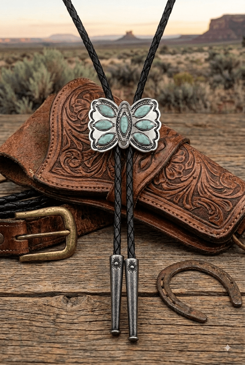 The Turquoise Monarch Butterfly Bolo Tie - MIKE'S CUSTOM BOLOS