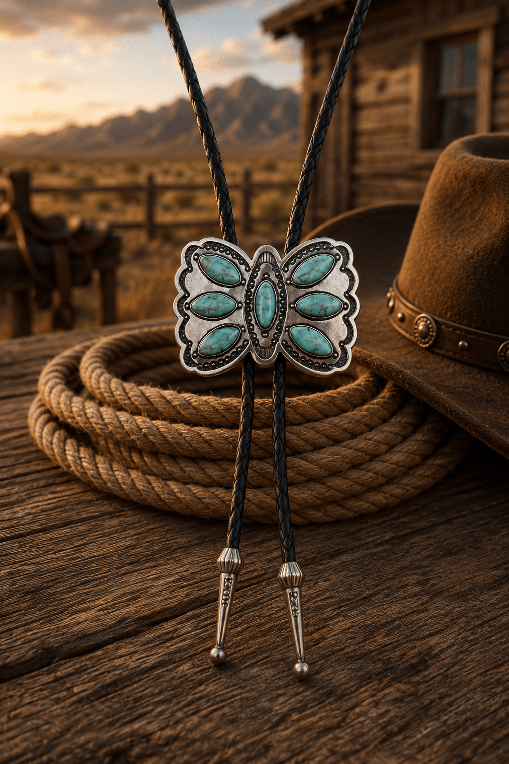 The Turquoise Monarch Butterfly Bolo Tie - MIKE'S CUSTOM BOLOS