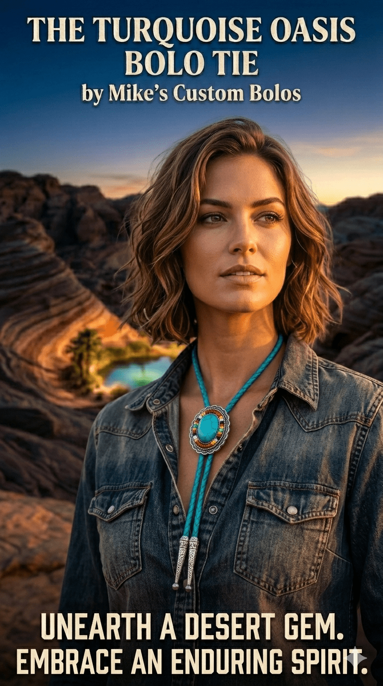 THE TURQUOISE OASIS BOLO TIE - MIKE'S CUSTOM BOLOS