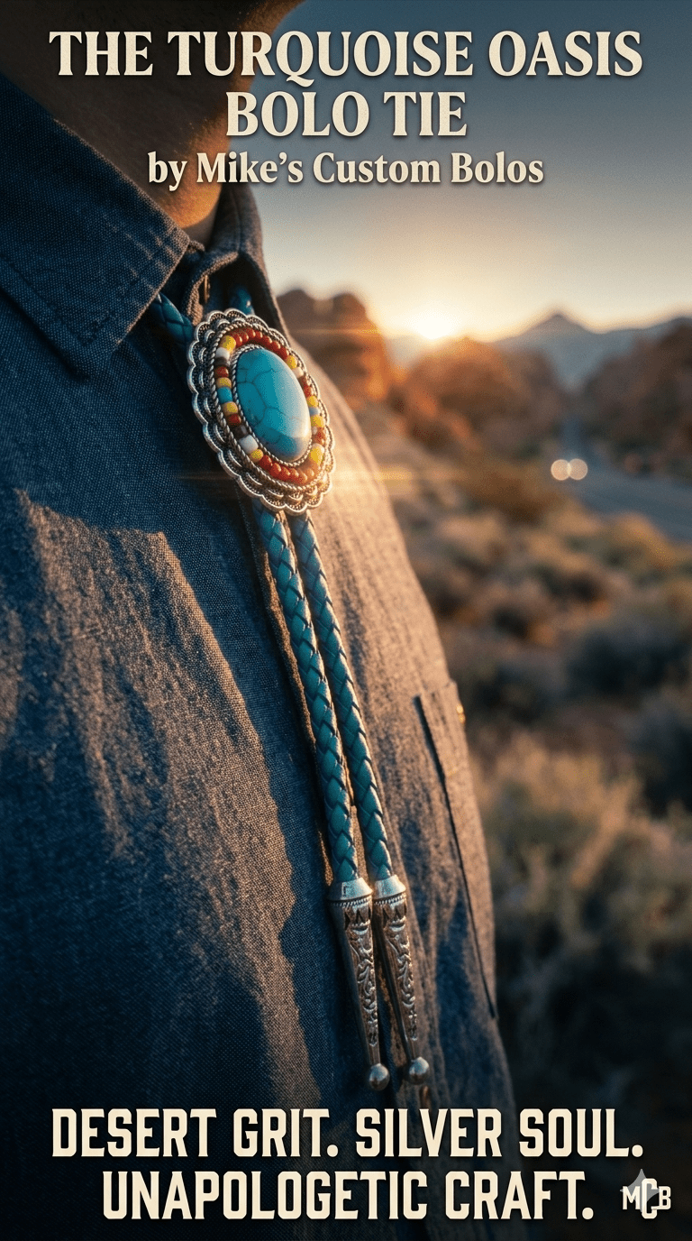 THE TURQUOISE OASIS BOLO TIE - MIKE'S CUSTOM BOLOS