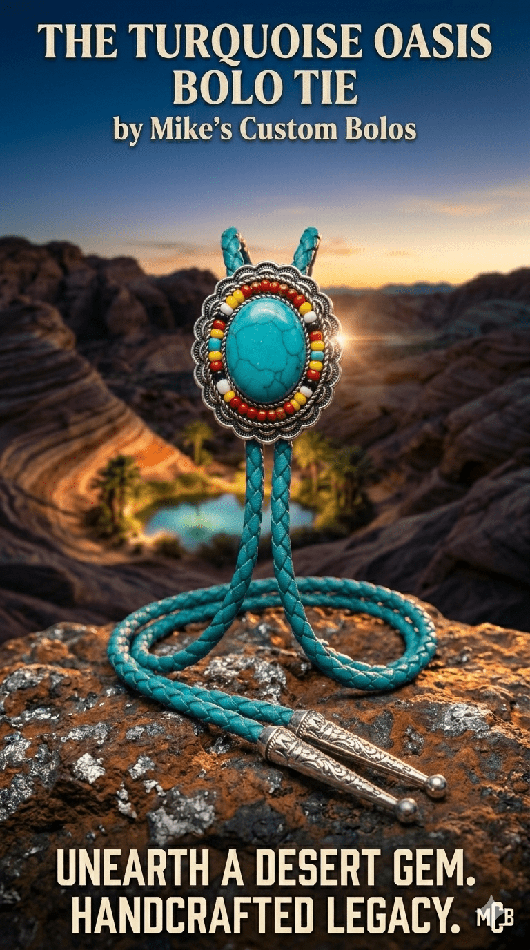 THE TURQUOISE OASIS BOLO TIE - MIKE'S CUSTOM BOLOS