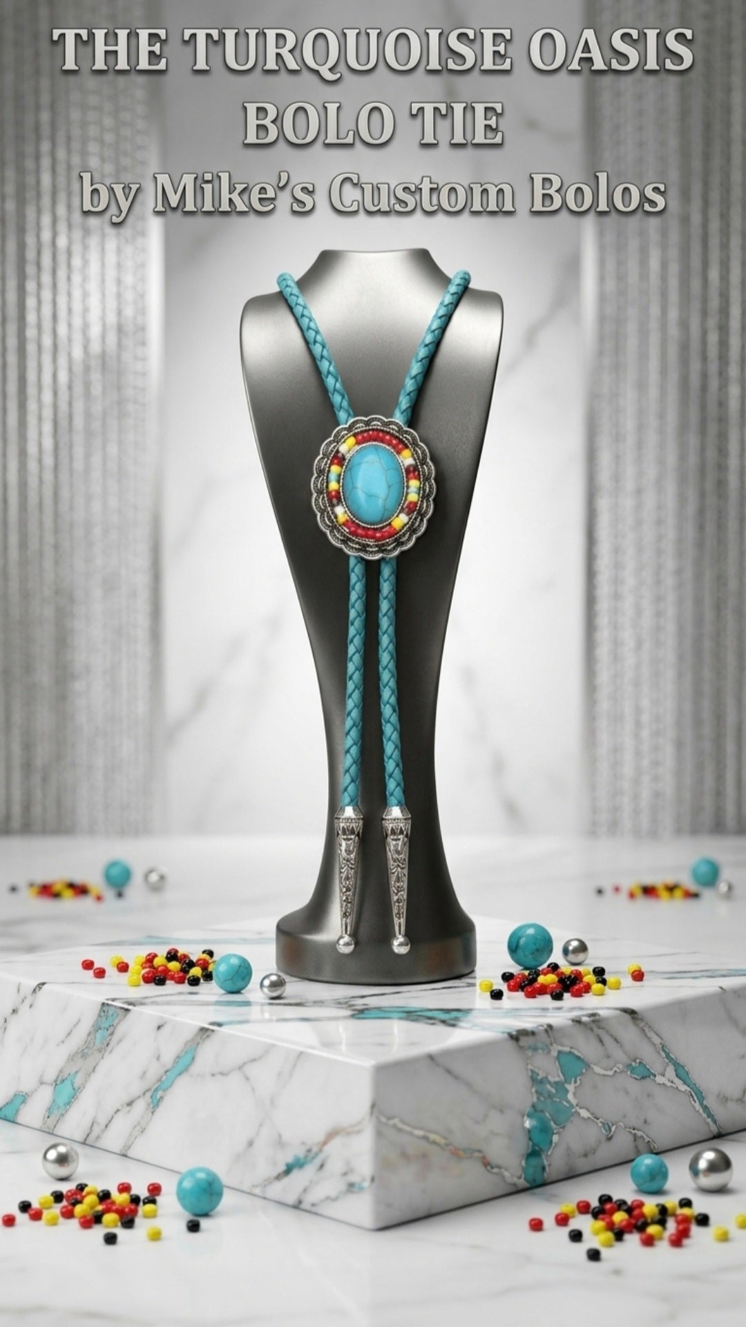 THE TURQUOISE OASIS BOLO TIE - MIKE'S CUSTOM BOLOS