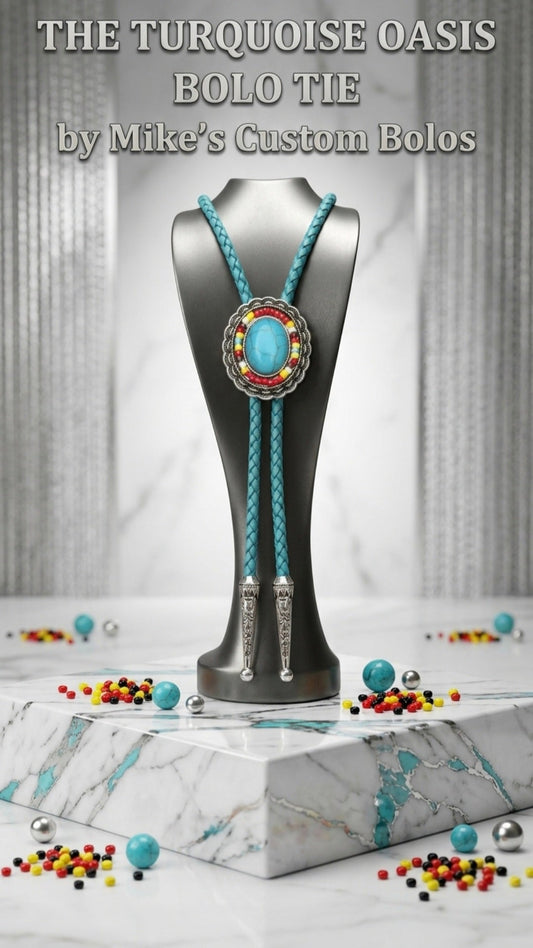 THE TURQUOISE OASIS BOLO TIE - MIKE'S CUSTOM BOLOS