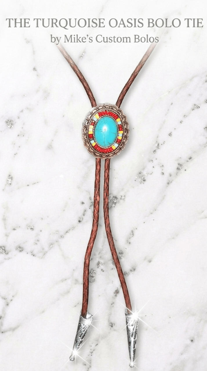 The Turquoise Oasis Bolo Tie ~ Built To Elevate Any Outfit - MIKE'S CUSTOM BOLOS