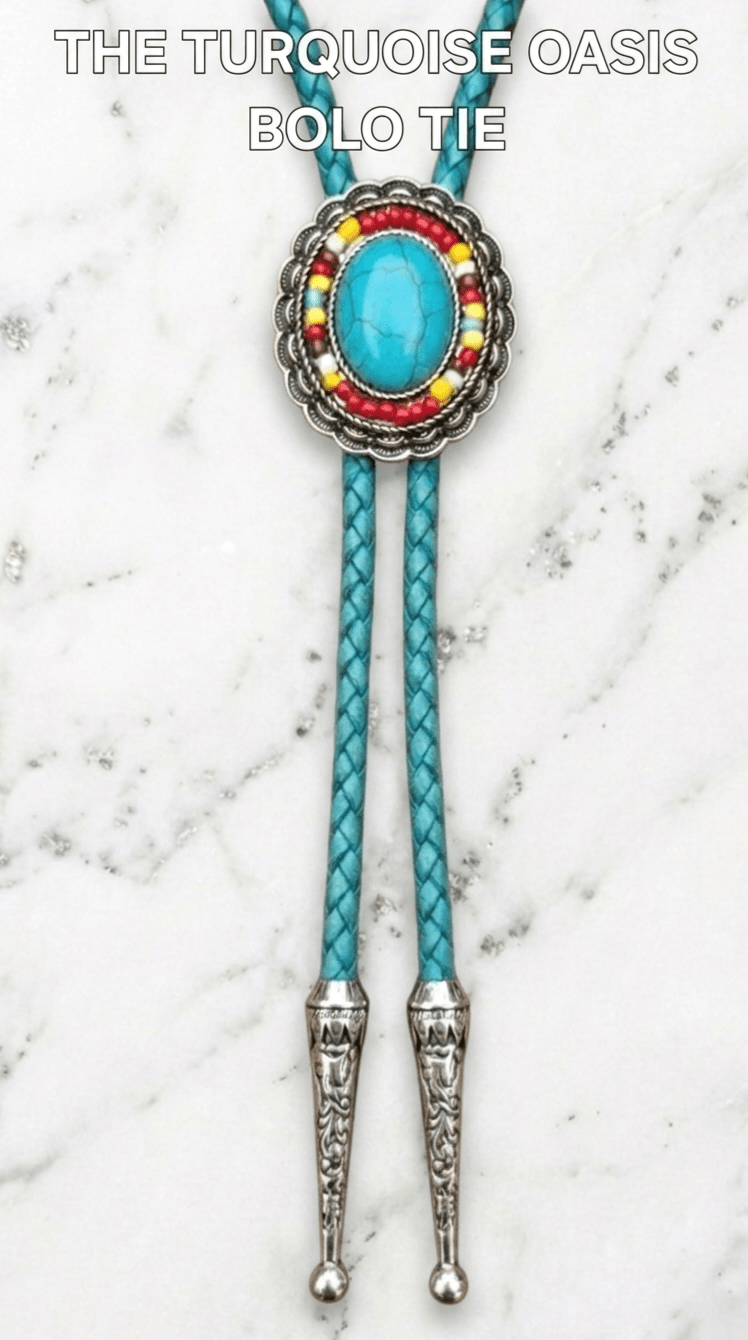 The Turquoise Oasis Bolo Tie ~ Built To Elevate Any Outfit - MIKE'S CUSTOM BOLOS