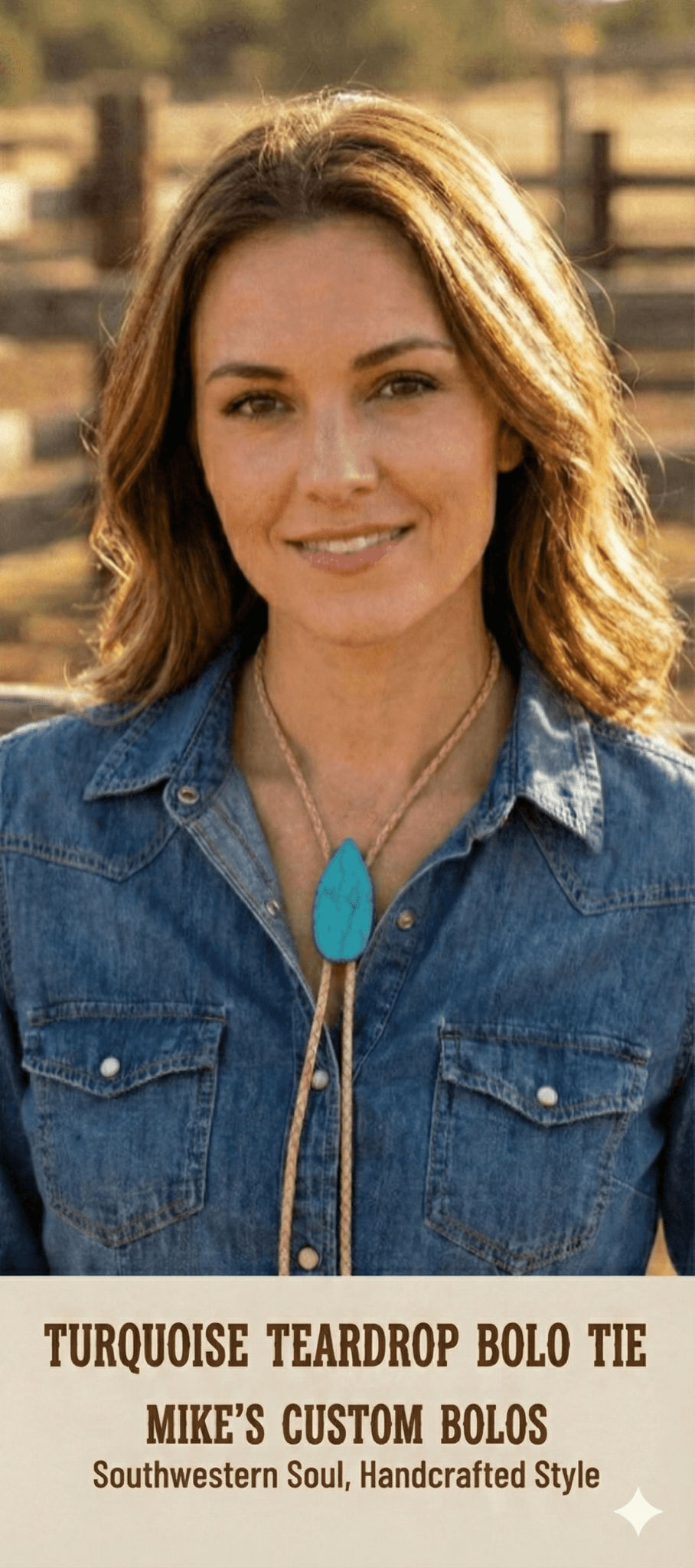 THE TURQUOISE TEARDROP BOLO TIE - MIKE'S CUSTOM BOLOS