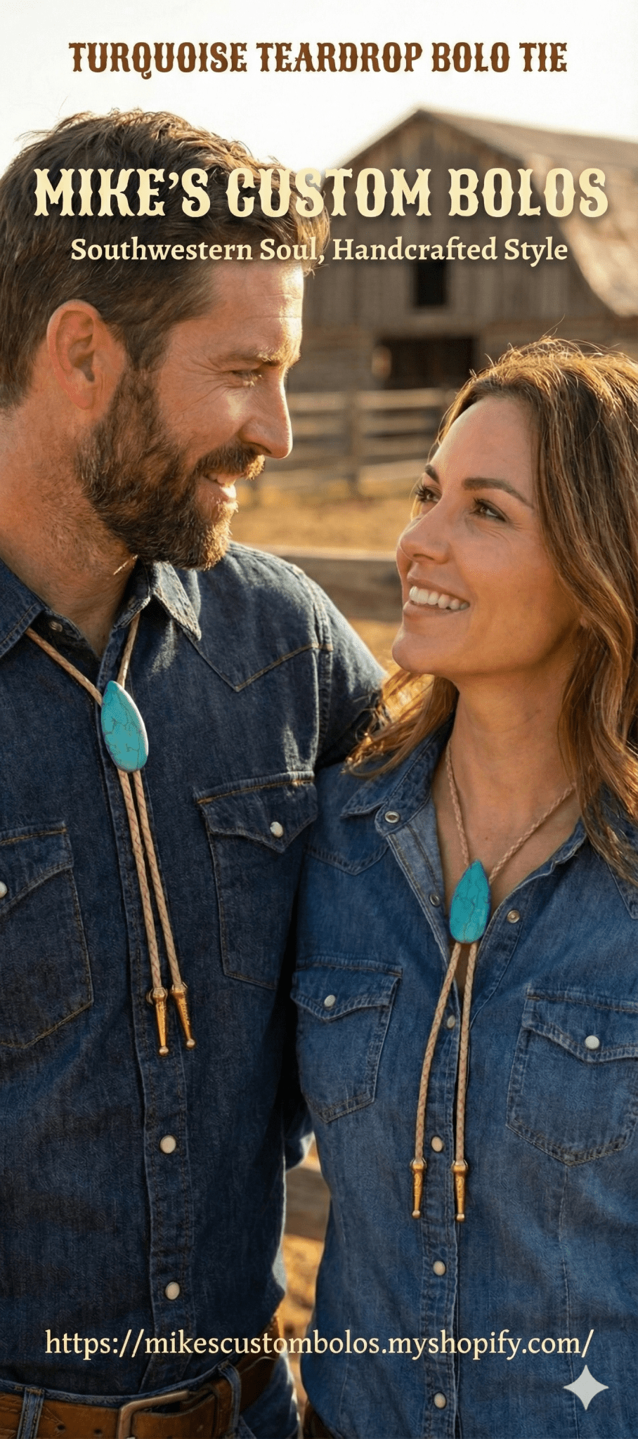 THE TURQUOISE TEARDROP BOLO TIE - MIKE'S CUSTOM BOLOS