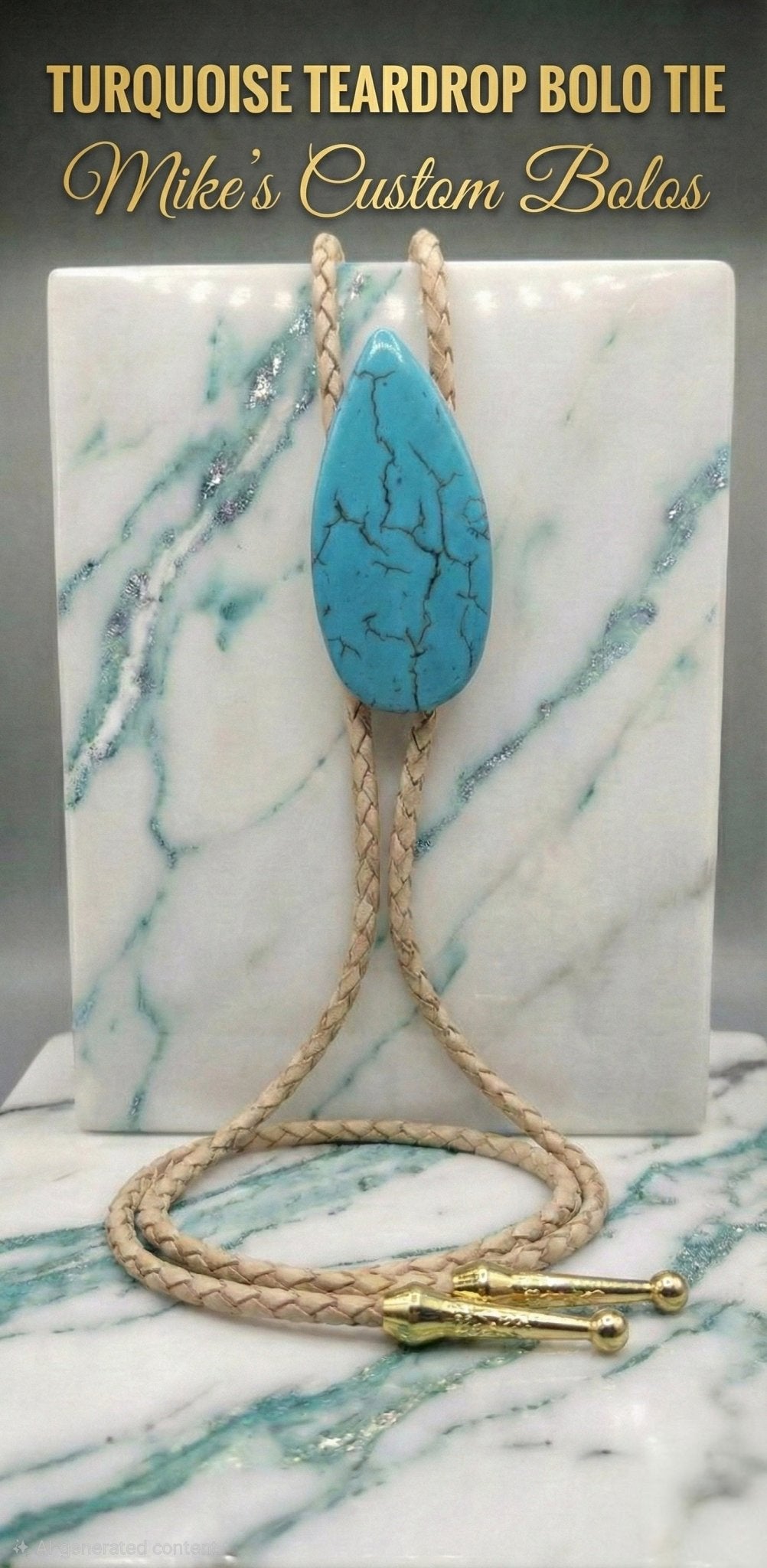 THE TURQUOISE TEARDROP BOLO TIE - MIKE'S CUSTOM BOLOS