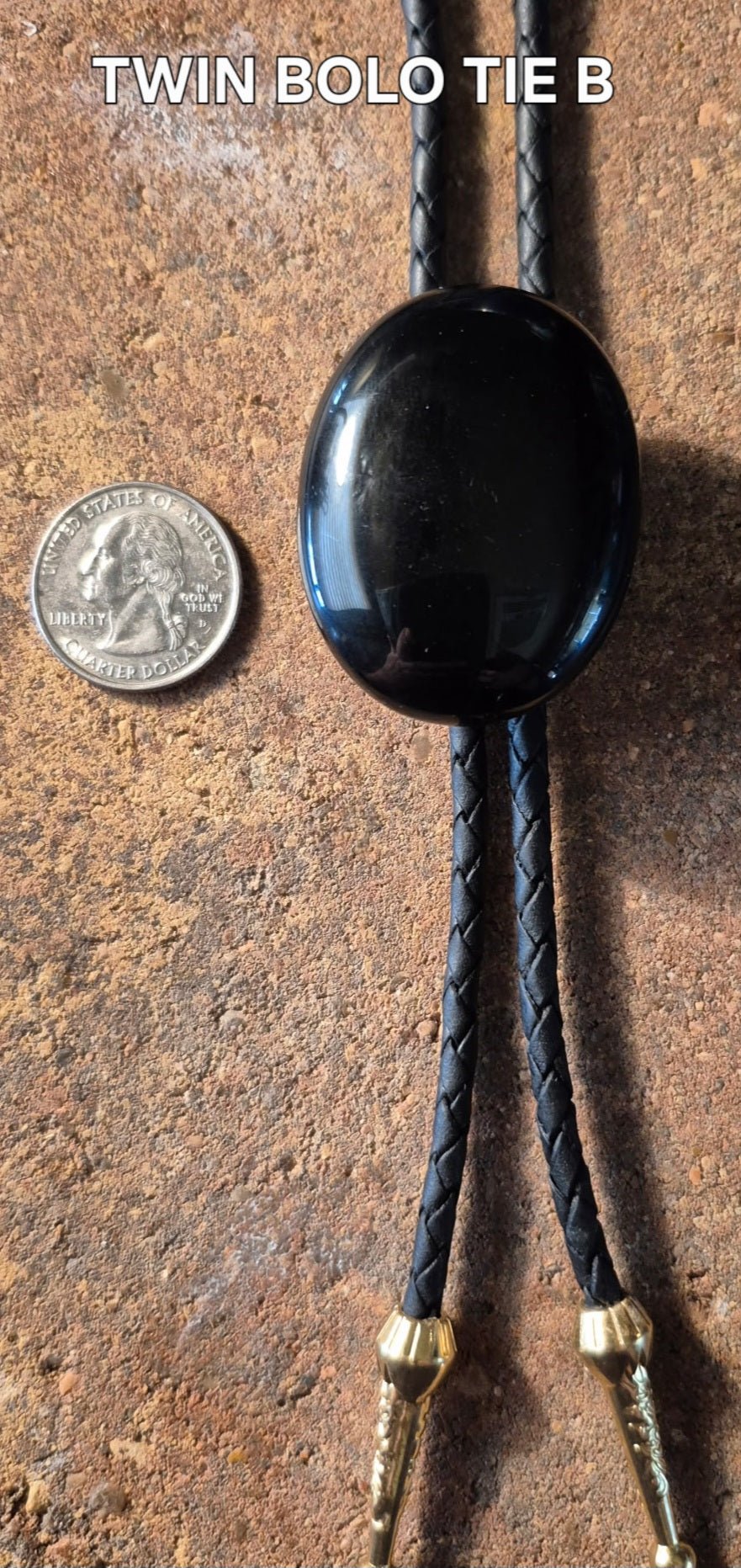 THE TWIN OVAL OBSIDIAN STONE BOLO TIES - MIKE'S CUSTOM BOLOS