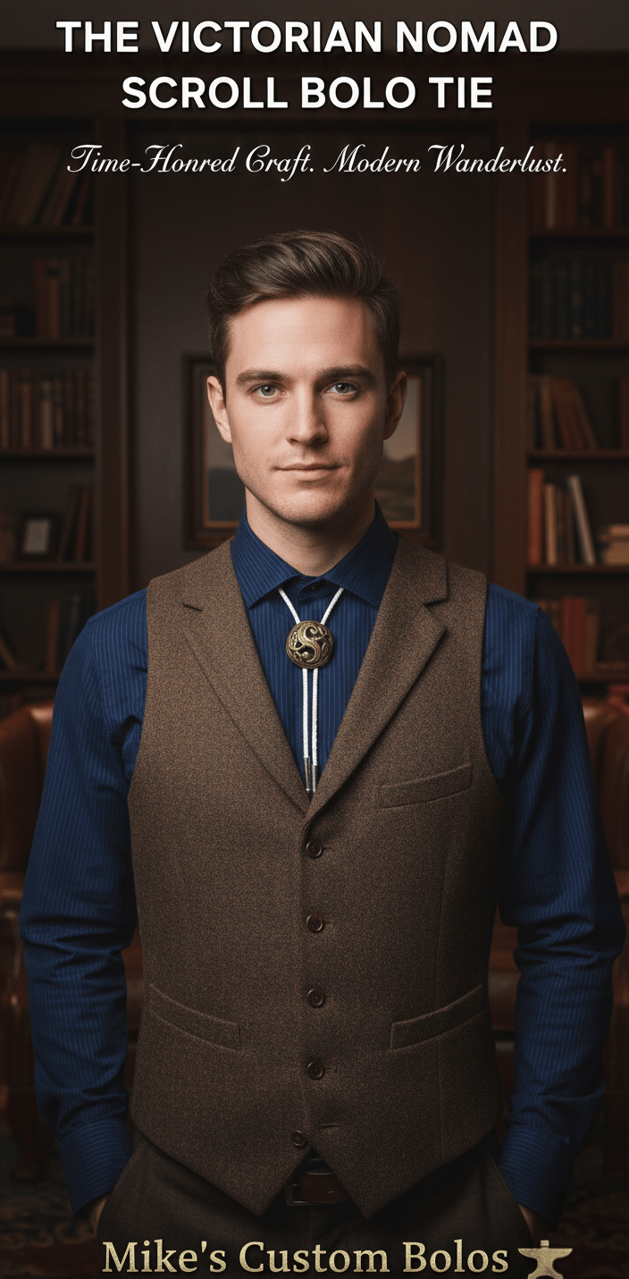 THE VICTORIAN NOMAD SCROLL BOLO TIE - MIKE'S CUSTOM BOLOS