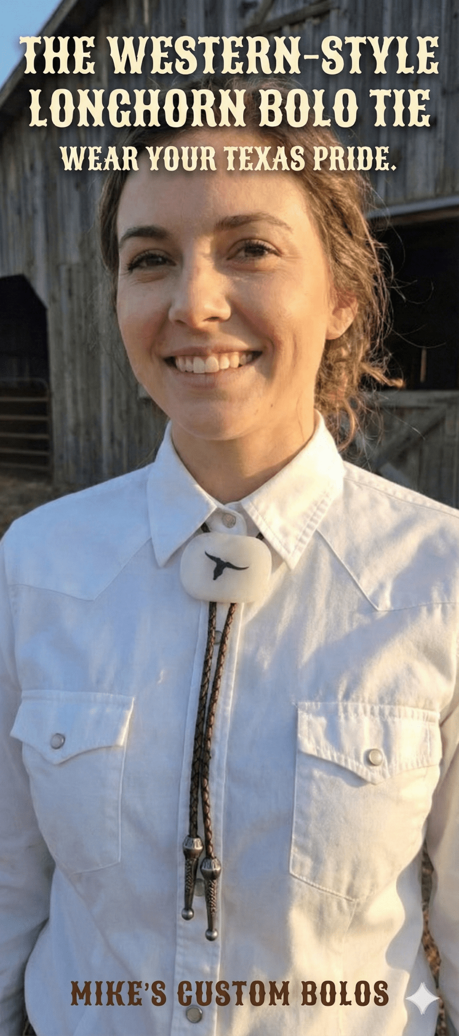 THE WESTERN ~ STYLE LONGHORN BOLO TIE - MIKE'S CUSTOM BOLOS