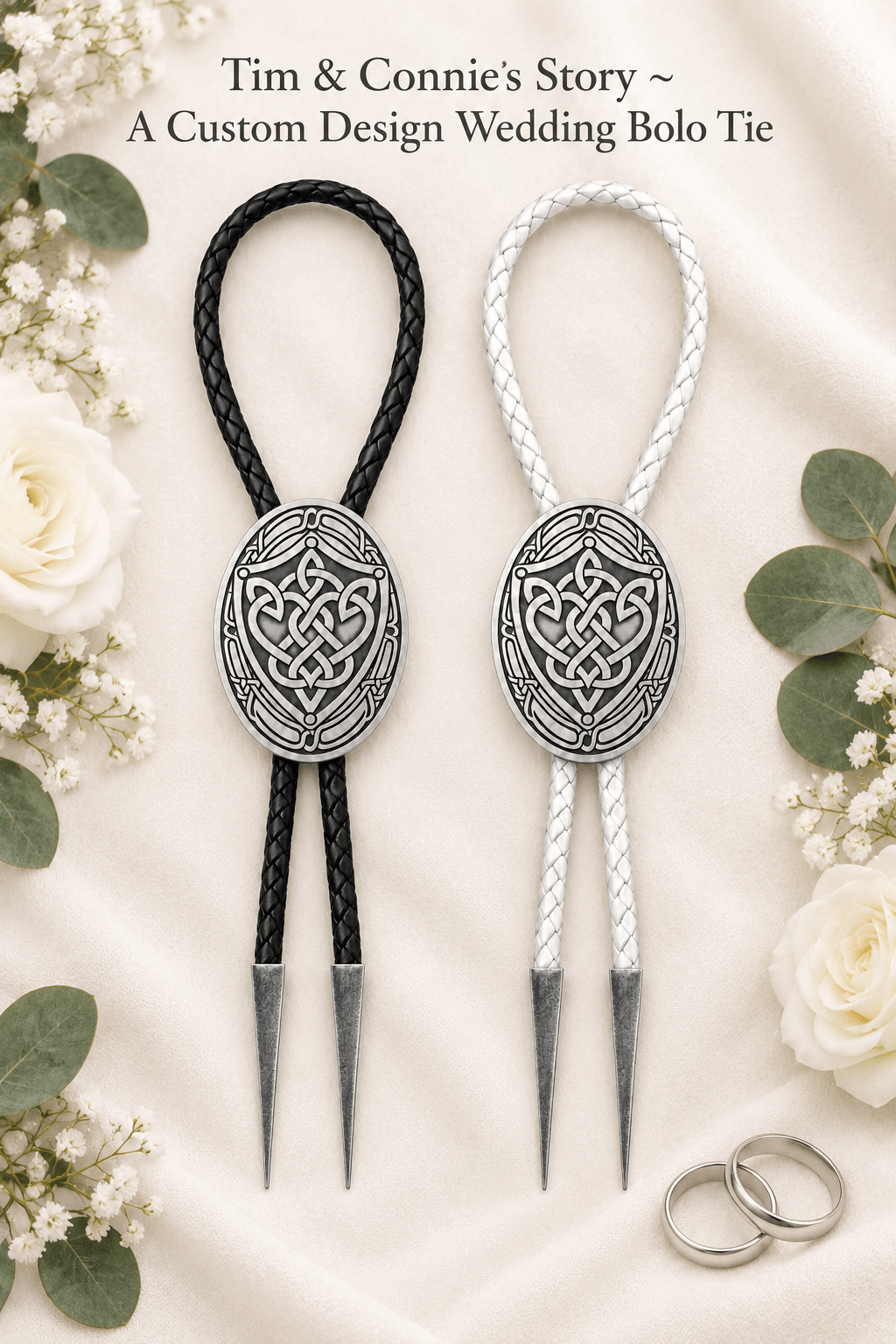 Tim & Connie's Story ~ A Custom Design Wedding Bolo Tie x 11 - MIKE'S CUSTOM BOLOS