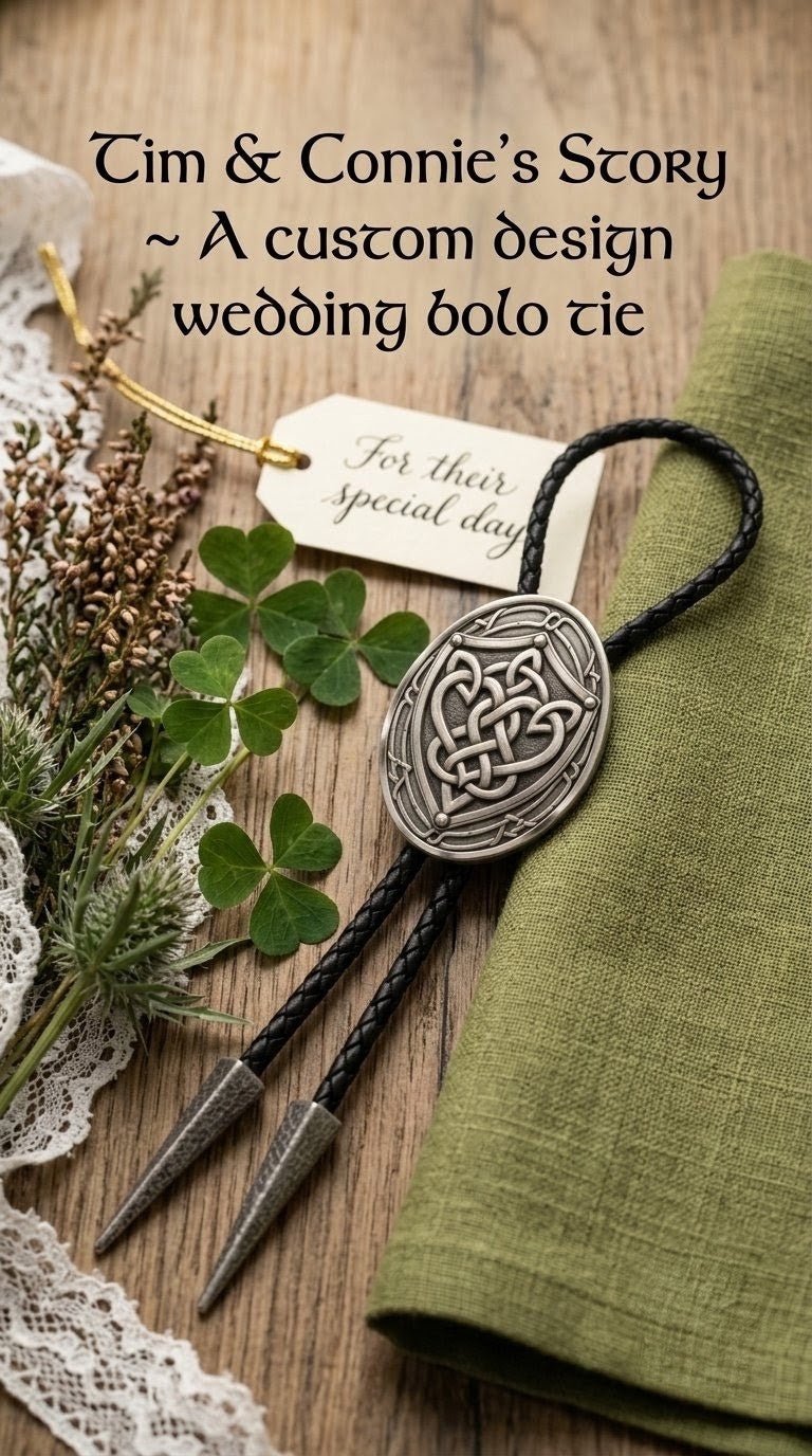 Tim & Connie's Story ~ A Custom Design Wedding Bolo Tie x 6 - MIKE'S CUSTOM BOLOS