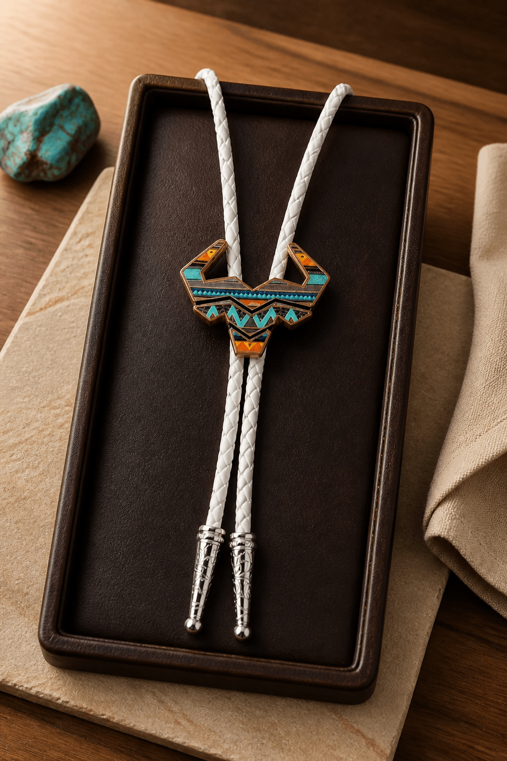 Tribal Horns Bolo Tie ~ Mike's Custom Bolos x Steer Hat Co Collaboration - MIKE'S CUSTOM BOLOS