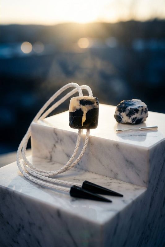 White Buffalo Turquoise Cabochon Bolo Tie | Premium Handcrafted Western Style - MIKE'S CUSTOM BOLOS