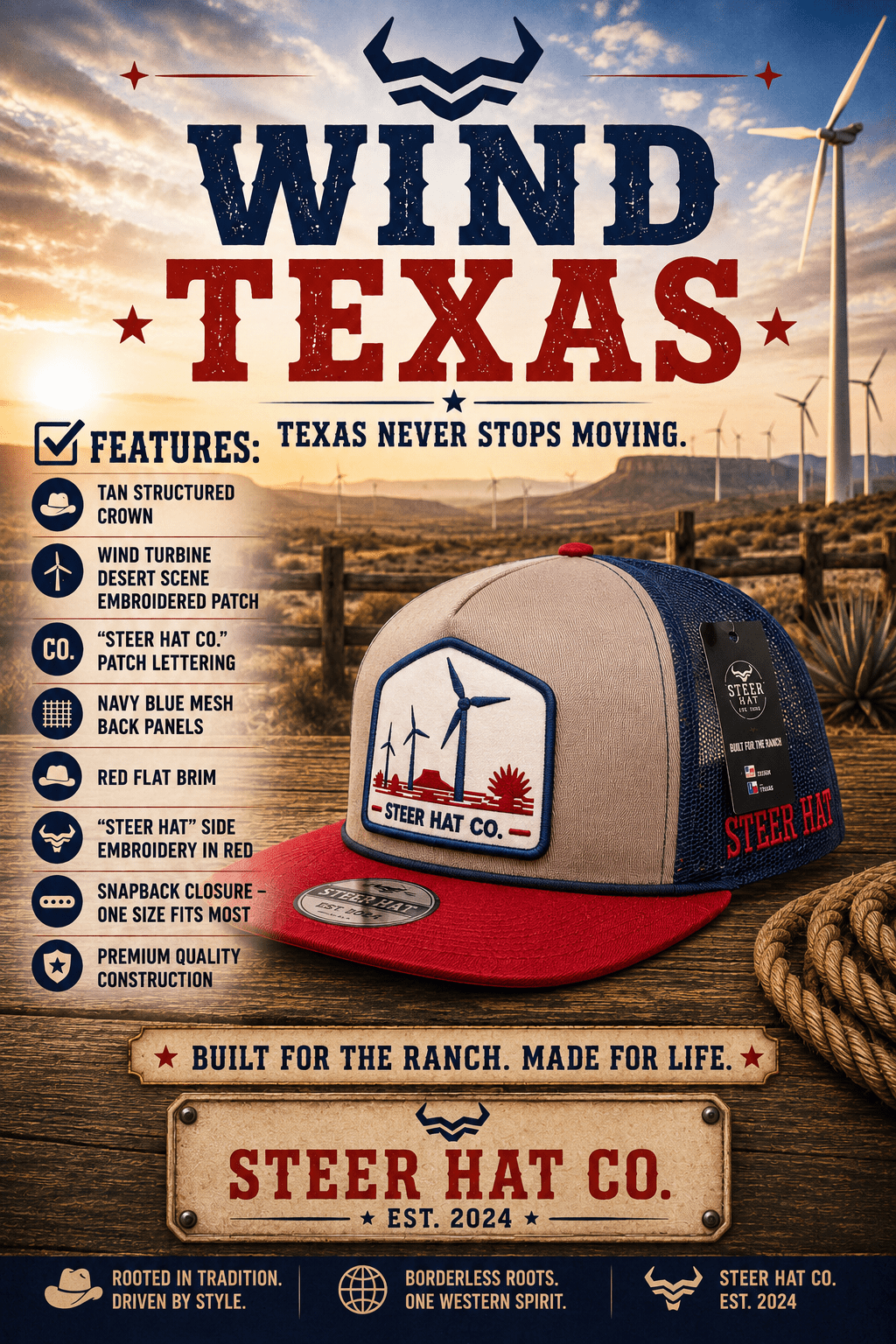 Wind Texas By Steer Hat Co | Premium Western Hat - MIKE'S CUSTOM BOLOS
